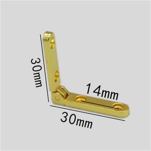 WHARGTSL 10PCS 30X30mm Kleine Möbel Scharnier Zink-Legierung 90 Grad Sieben-Buchstabe Feder Scharniere for Schmuck Fall Schrank Beschläge Hardware(Golden) von WHARGTSL