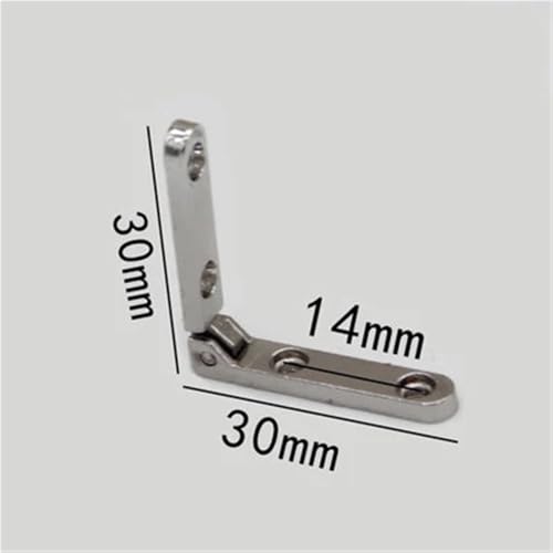 WHARGTSL 10PCS 30X30mm Kleine Möbel Scharnier Zink-Legierung 90 Grad Sieben-Buchstabe Feder Scharniere for Schmuck Fall Schrank Beschläge Hardware(Silver) von WHARGTSL