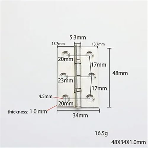 WHARGTSL 6 Stück 2/2,5/3/4 Zoll Mini-Flachscharnier Edelstahl Schranktüren Fensterscharnier Holz, Möbelbeschläge(2 inch) von WHARGTSL