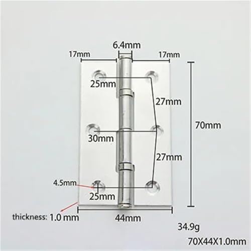 WHARGTSL 6 Stück 2/2,5/3/4 Zoll Mini-Flachscharnier Edelstahl Schranktüren Fensterscharnier Holz, Möbelbeschläge(3 inch) von WHARGTSL