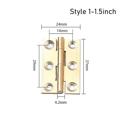 WHARGTSL 6 Stück 2,5–8,9 cm Messing-Kreuzscharniere for Schrank, Schrank, Fenster, Tür, Stummschaltung, Klappscharniere, langlebige Möbelbeschläge(Style 1-1.5inch) von WHARGTSL