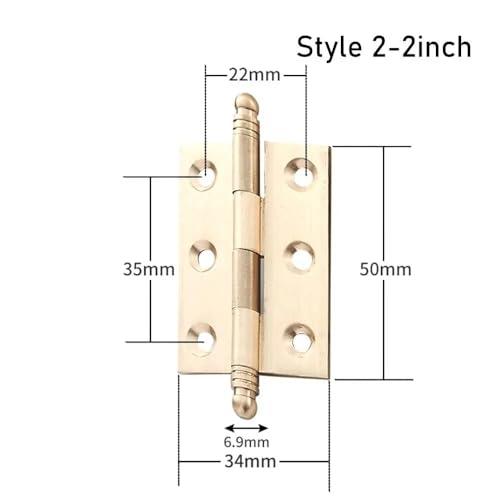 WHARGTSL 6 Stück 2,5–8,9 cm Messing-Kreuzscharniere for Schrank, Schrank, Fenster, Tür, Stummschaltung, Klappscharniere, langlebige Möbelbeschläge(Style 2-2inch) von WHARGTSL