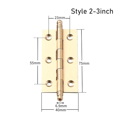 WHARGTSL 6 Stück 2,5–8,9 cm Messing-Kreuzscharniere for Schrank, Schrank, Fenster, Tür, Stummschaltung, Klappscharniere, langlebige Möbelbeschläge(Style 2-3inch) von WHARGTSL