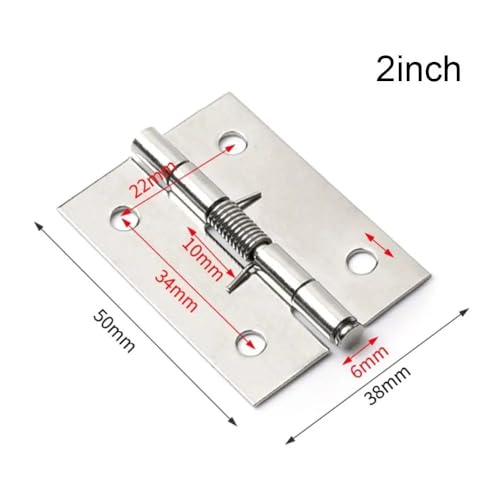 WHARGTSL 6 Stück Kreuztürscharniere, automatische Rückprallscharniere mit Feder, Edelstahl, Tür, Fenster, Schrank, Klappscharniere, Möbelbeschläge(2 Inch) von WHARGTSL