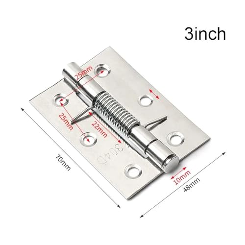 WHARGTSL 6 Stück Kreuztürscharniere, automatische Rückprallscharniere mit Feder, Edelstahl, Tür, Fenster, Schrank, Klappscharniere, Möbelbeschläge(3 Inch) von WHARGTSL