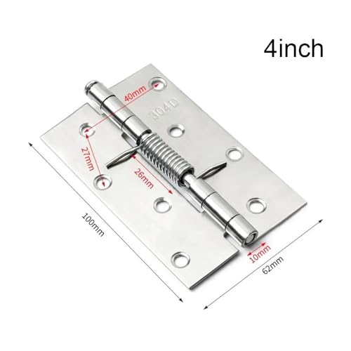 WHARGTSL 6 Stück Kreuztürscharniere, automatische Rückprallscharniere mit Feder, Edelstahl, Tür, Fenster, Schrank, Klappscharniere, Möbelbeschläge(4 Inch) von WHARGTSL