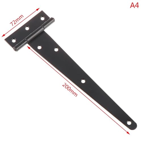 WHARGTSL 6 stücke Eisen T Scharnier Schwarz T Scharniere Schrank Scharnier Garten Schuppen 2-12 Zoll Holz Tür Tor for Licht Tore Türen Möbel Hardware(200mm) von WHARGTSL