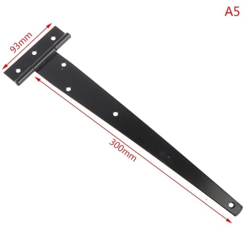 WHARGTSL 6 stücke Eisen T Scharnier Schwarz T Scharniere Schrank Scharnier Garten Schuppen 2-12 Zoll Holz Tür Tor for Licht Tore Türen Möbel Hardware(300mm) von WHARGTSL