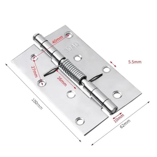 WHARGTSL 6Pcs Selbst Schließen Frühling Tür Scharnier Edelstahl Scharnier for Schränke Tür Näher Automatische Rebound Scharnier Möbel Hardware(4inch) von WHARGTSL