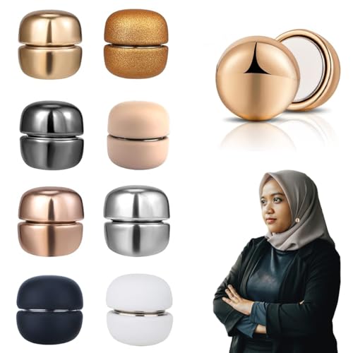 8 Paar Hijab Magnetische Pins, Runde Bandana Magnetnadel Magnetische Pins Kleidung Keine Lochstifte Magnet Broschen Magnetischer Muslimischer Hijab für Schal Hijab Cardigan Bluse Kleider(8 Farben) von WHC