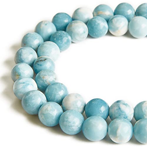 45 Stück 8 mm Larimar-Perlen natürliche Edelsteinperlen runde lose Perlen für die Schmuckherstellung von WHEAZIENS