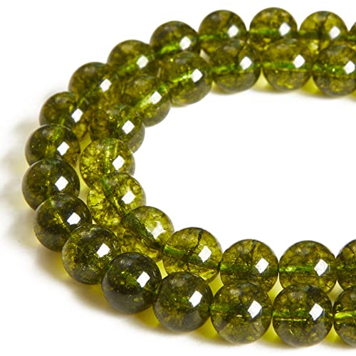 Peridot-Perlen, 6 mm, natürliche Edelsteinperlen, rund, lose Perlen für Schmuckherstellung, 60 Stück von WHEAZIENS