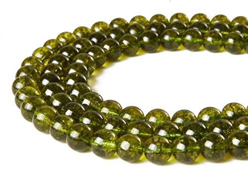 Peridot-Perlen, natürliche Edelsteinperlen, rund, lose Perlen für Schmuckherstellung, 8 mm, 150 Stück von WHEAZIENS