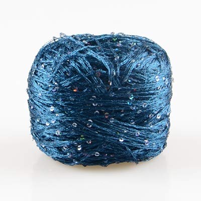 WHESAZYP 100 g/Knäuel Paillettengarn zum Stricken von Pailletten, Sommer-EIS-Seide, merzerisierte Wolle zum Häkeln, Strickgarn, DIY-Handarbeit (Farbe: Zi Luo LAN) (Blau und bunt) von WHESAZYP