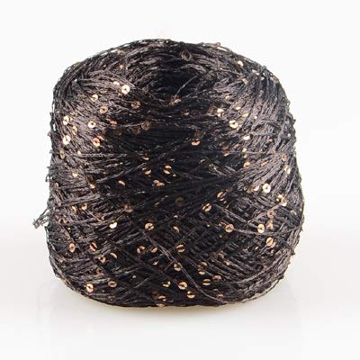 WHESAZYP 100 g/Knäuel Paillettengarn zum Stricken von Pailletten, Sommer-EIS-Seide, merzerisierte Wolle zum Häkeln, Strickgarn, DIY-Handarbeit (Farbe: Zi Luo LAN) (Dunkelkaffeegold) von WHESAZYP