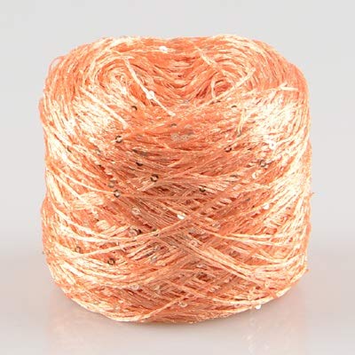 WHESAZYP 100 g/Knäuel Paillettengarn zum Stricken von Pailletten, Sommer-EIS-Seide, merzerisierte Wolle zum Häkeln, Strickgarn, DIY-Handarbeit (Farbe: Zi Luo LAN) (Hellorange) von WHESAZYP