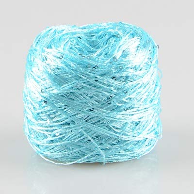 WHESAZYP 100 g/Knäuel Paillettengarn zum Stricken von Pailletten, Sommer-EIS-Seide, merzerisierte Wolle zum Häkeln, Strickgarn, DIY-Handarbeit (Farbe: Zi Luo LAN) (Wasserblau) von WHESAZYP