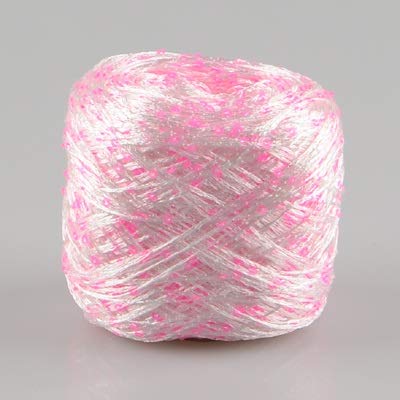 WHESAZYP 100 g/Knäuel Paillettengarn zum Stricken von Pailletten, Sommer-EIS-Seide, merzerisierte Wolle zum Häkeln, Strickgarn, DIY-Handarbeit (Farbe: Zi Luo LAN) (Weiß Rosa) von WHESAZYP