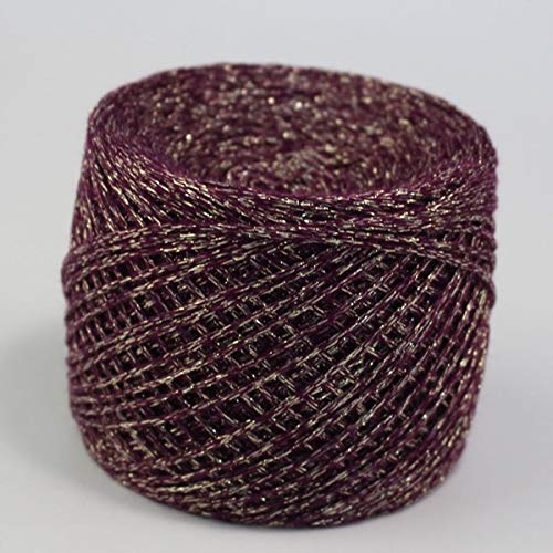 WHESAZYP 250 g, farbenfrohes, einzigartiges Garn aus Seide und Baumwolle in Gold- und Silbertönen, Metallic-Garn, Häkelgarn zum Stricken, Nähgarn (Farbe: 17) (4) von WHESAZYP