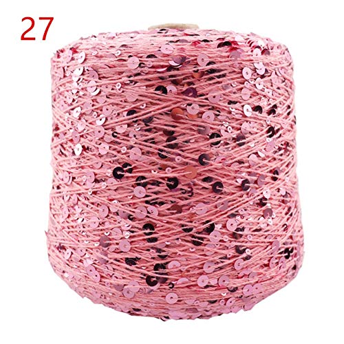 WHESAZYP 50 g/Knäuel / 140 m, 100% Baumwollgarn, 6 mm + 3 mm, spezielles Paillettengarn, DIY-Kleidungszubehör, Strickgarn für Stoffpuppen (Farbe: 34) (27) von WHESAZYP