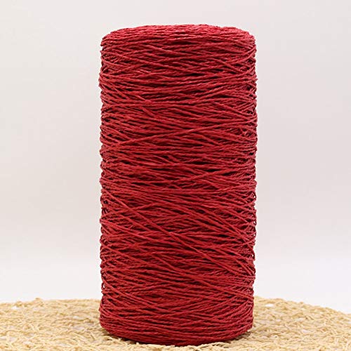 WHESAZYP 500 g/Rolle, Handstrickgarn, Bast-Strohseil, weiches Häkelgarn, Garn für handgefertigte Sommerhüte, Materiallieferant (Farbe: Kaffee) (Rotwein) von WHESAZYP