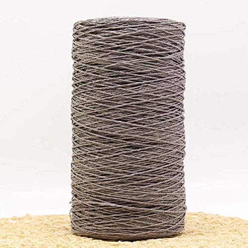 WHESAZYP 500 g/Rolle, Handstrickgarn, Bast-Strohseil, weiches Häkelgarn, Garn für handgefertigte Sommerhüte, Materiallieferant (Farbe: Kaffeebraun) (Grau) von WHESAZYP