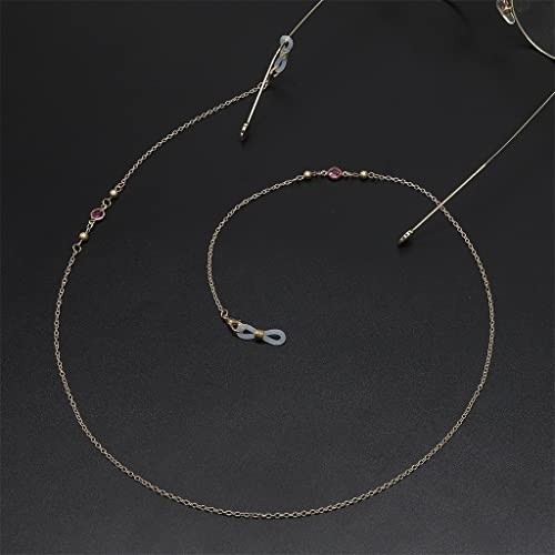 WHESAZYP Accessoires Brillenkette Messing Brillenkette Glasperlen Handgefertigte Brillenkette (Roze One Size) von WHESAZYP