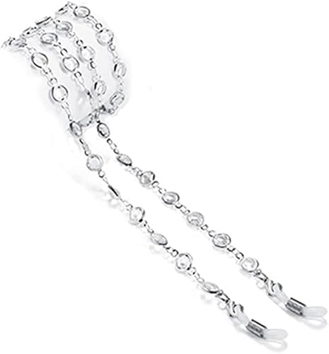 WHESAZYP Brillenkette, Brillenhalsband, Brillenhalter, Sonnenbrillenkette, Brillenhalterkette mit bunten Glasperlen, Brillenketten für Damen (Ywhite) von WHESAZYP