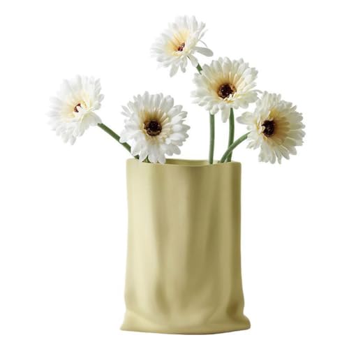 WHESAZYP Keramikvase für Zuhause, Wohnzimmer, Blumenarrangement, Veranda, Schreibtisch-Ornamente, Papiertüte, Blumenvase, Schreibtischvase (B) von WHESAZYP