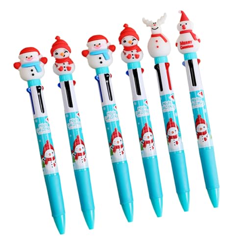 6 Stück 0,5 mm Shuttle Pen Mehrfarbiger Stift Weihnachten Kugelschreiber Schreibwerkzeug 4 in 1 Kugelschreiber Cartoon Stift von WHFCBJBW