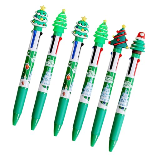 6 Stück 0,5 mm Shuttle Pen Mehrfarbiger Stift Weihnachten Kugelschreiber Schreibwerkzeug 4 in 1 Kugelschreiber Cartoon Stift von WHFCBJBW