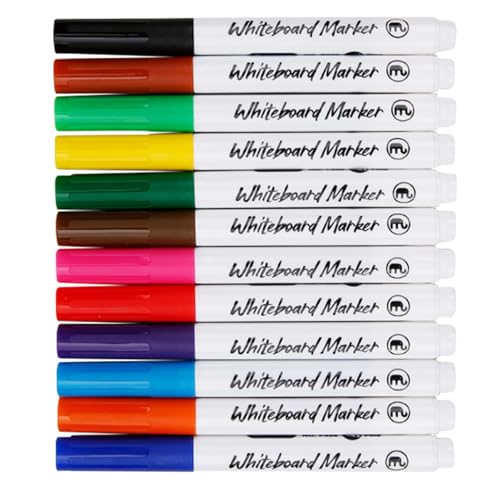 Whiteboard-Marker für Whiteboard, Glas, Metall, Acryl, Papier, farbige Whiteboard-Marker, 1,0 mm Strichbreite, 12 Stück von WHFCBJBW