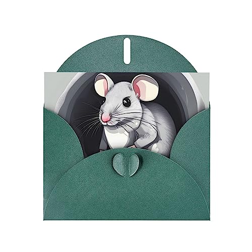 WHJSHOP Grußkarte mit Maus im Loch, Premium-Perlglanz-Papier, doppelseitig, Perlglanz, Liebesschnalle, Papierumschlag von WHJSHOP