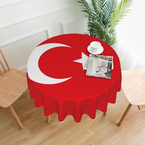 WHJSHOP Runde dekorative Tischdecke, 152,4 cm, schützen und dekorieren Sie Ihren Esstisch, Flagge der Türkei von WHJSHOP