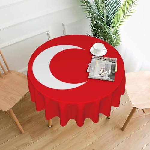 WHJSHOP Runde dekorative Tischdecke, 152,4 cm, schützen und dekorieren Sie Ihren Esstisch, Flagge der Türkei von WHJSHOP