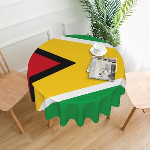 WHJSHOP Runde dekorative Tischdecke, 152,4 cm, schützen und dekorieren Sie Ihren Esstisch, Flagge von Guyana von WHJSHOP