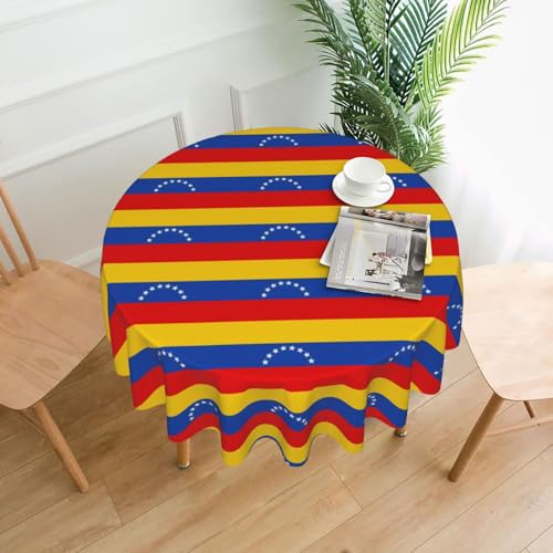 WHJSHOP Runde dekorative Tischdecke, 152,4 cm, schützen und dekorieren Sie Ihren Esstisch, Flagge von Venezuela von WHJSHOP