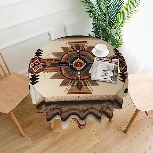 WHJSHOP Runde dekorative Tischdecke, 152,4 cm, schützen und dekorieren Sie Ihren Esstisch, Indianer-Malerei von WHJSHOP