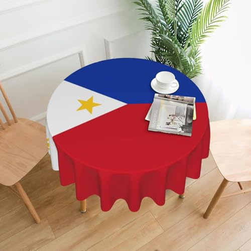 WHJSHOP Runde dekorative Tischdecke, 152,4 cm, schützen und dekorieren Sie Ihren Esstisch, Motiv: Philippinische Flagge von WHJSHOP