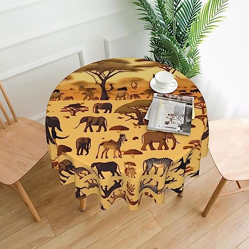 WHJSHOP Runde dekorative Tischdecke, 152,4 cm, schützen und dekorieren Sie Ihren Esstisch, Motiv: afrikanische Graslandtiere von WHJSHOP