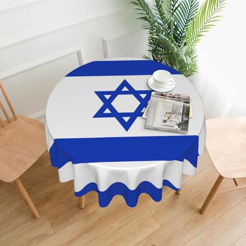 WHJSHOP Runde dekorative Tischdecke, 152,4 cm, schützen und dekorieren Sie Ihren Esstisch, Motiv: israelische Flagge von WHJSHOP