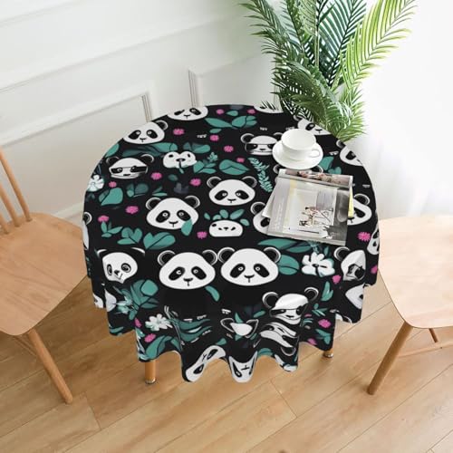 WHJSHOP Runde dekorative Tischdecke, 152,4 cm, schützen und dekorieren Sie Ihren Esstisch, Panda-Motiv, niedliche Gesichtsdrucke von WHJSHOP