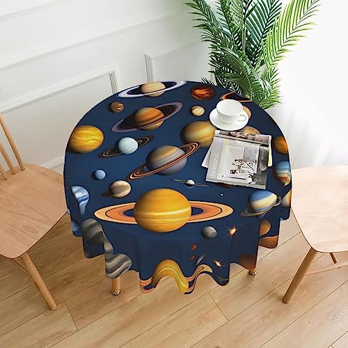 WHJSHOP Runde dekorative Tischdecke, 152,4 cm, schützen und dekorieren Sie Ihren Esstisch, Sonnensystem, Planeten-Drucke von WHJSHOP