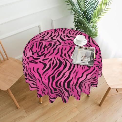 WHJSHOP Runde dekorative Tischdecke, 152,4 cm, schützen und dekorieren Sie Ihren Esstisch, Zebra-Tigermuster, Leopardenmuster, Rosa von WHJSHOP