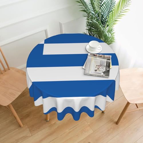 WHJSHOP Runde dekorative Tischdecke, 152,4 cm, schützen und dekorieren Sie Ihren Esstisch, griechische Flaggen-Drucke von WHJSHOP