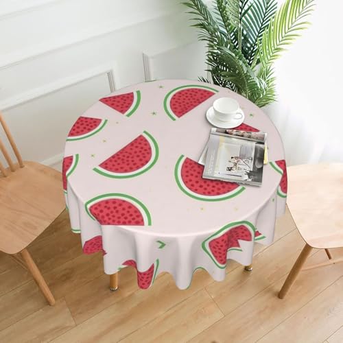 WHJSHOP Runde dekorative Tischdecke, 152,4 cm, schützen und dekorieren Sie Ihren Esstisch, rosa Wassermelonen-Druck von WHJSHOP