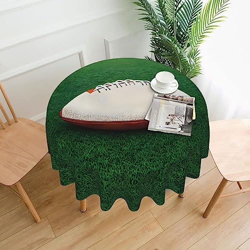 WHJSHOP Runde dekorative Tischdecke, 152,4 cm, schützen und dekorieren Sie Ihren Esstisch, weiße Rugbyball-Drucke von WHJSHOP