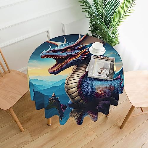 WHJSHOP Runde dekorative Tischdecke, 152,4 cm, schützen und dekorieren Sie Ihren Esstisch mit brüllenden Drachen von WHJSHOP