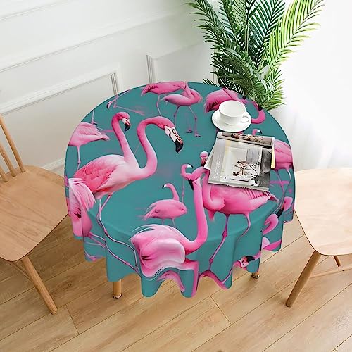 WHJSHOP Runde dekorative Tischdecke, 152,4 cm, schützen und dekorieren Sie Ihren Esstisch mit einer Vielzahl von Flamingo-Drucken von WHJSHOP