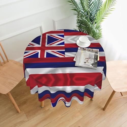 WHJSHOP Runde dekorative Tischdecke, 152,4 cm, schützen und dekorieren Sie Ihren Esstischflagge mit Hawaii-amerikanischen Drucken von WHJSHOP